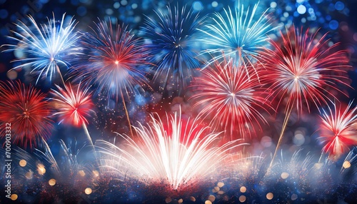 colorful red white and blue independence day fireworks