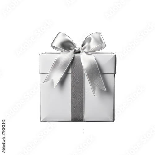 Silver gift box on isolate transparency background, PNG