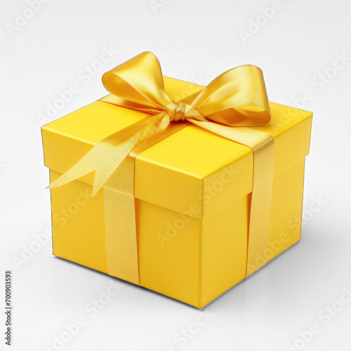 Golden Gift Box and Ribbon Bow on isolate transparency background, PNG 