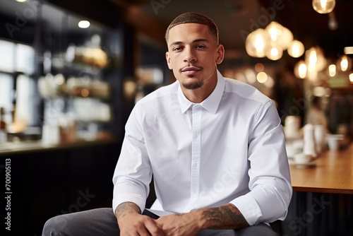 Portrait of a handsome man in white shirt 