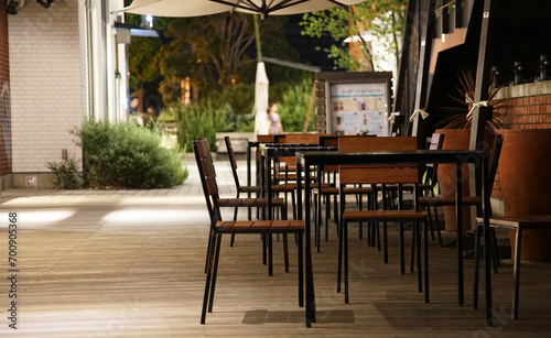 table and chairs in a restaurant