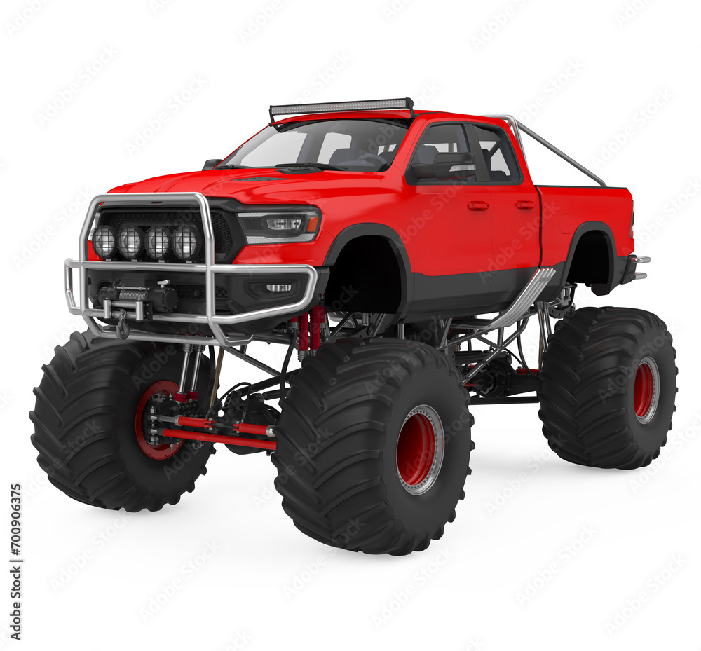 Red Monster Truck Isolated