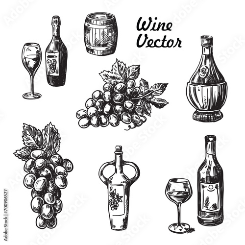 wine bottle and grapes