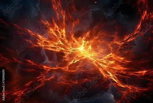 Close-up of molten lava flowing from a volcano