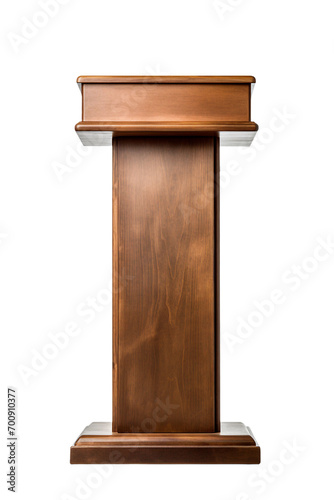 wooden podium, transparent background, isolated image, generative AI