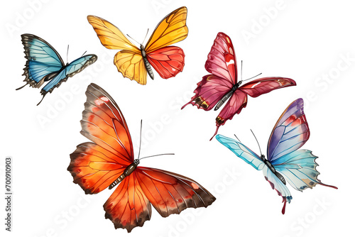 Colorful butterflies  children who want to learn new things  a flock of flying butterflies  illustration set  Generative AI
