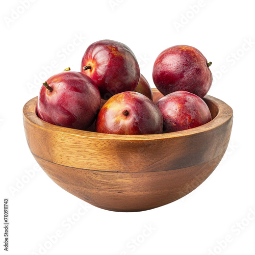 Camu Camu, wooden bowl, transparent background, isolated image, generative AI