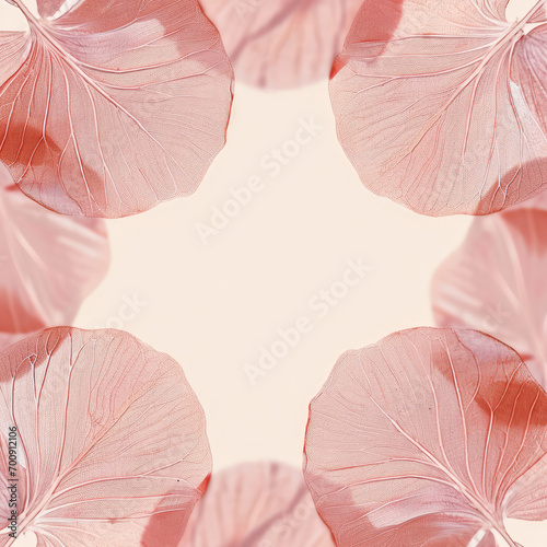 pattern with pink flowers. square greeting card, invitation on wedding, delicate pattern of dry petals, transparent leaves. , copy space