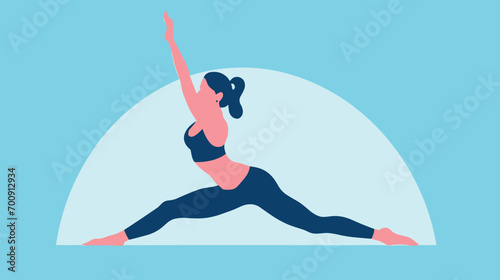 commitment to flexibility and mobility in a vector scene featuring a woman engaging in stretching exercises or yoga poses at the gym. flexibility 