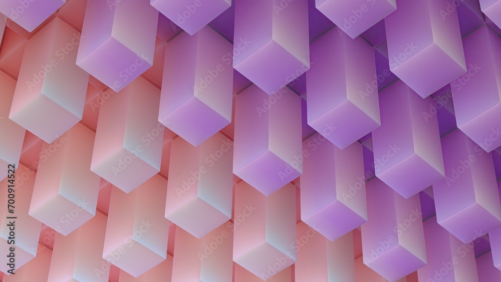 Fototapeta premium Orange and Pink Pop Cubes Scientific Shapes Elegant Modern 3D Rendering Abstract Background