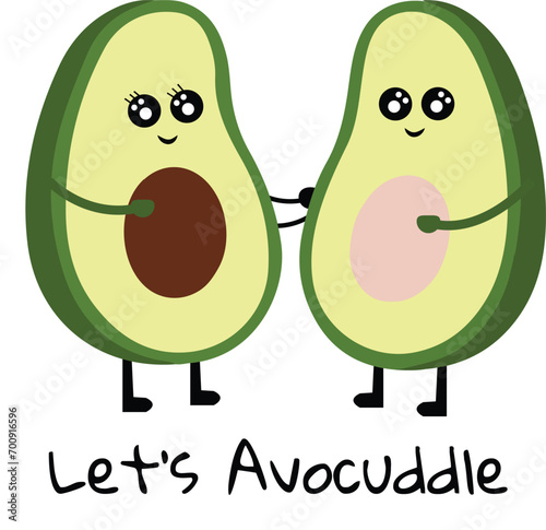 Vector cute avocado family - Lets avocuddle