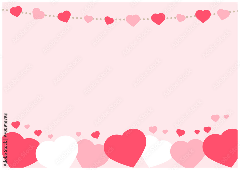 バレンタインデーに使えるかわいいハートのバレンタインフレーム背景素材8薄いピンク