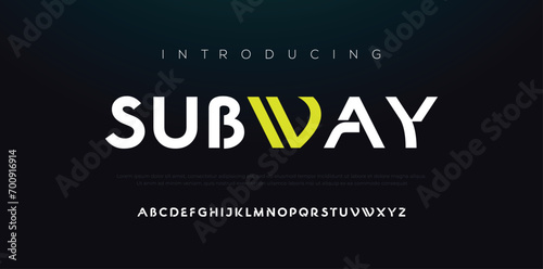 Subway creative modern urban alphabet font. Digital abstract moslem, futuristic, fashion, sport, minimal technology typography. Simple numeric vector illustration photo