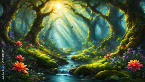 Magical nature background digital painting 