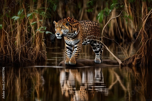 Jaguar, Panthera Onca, Female, Cuiaba River, Porto Jofre, Pantanal Matogrossense, Mato  do Sul, Brazil South America- photo