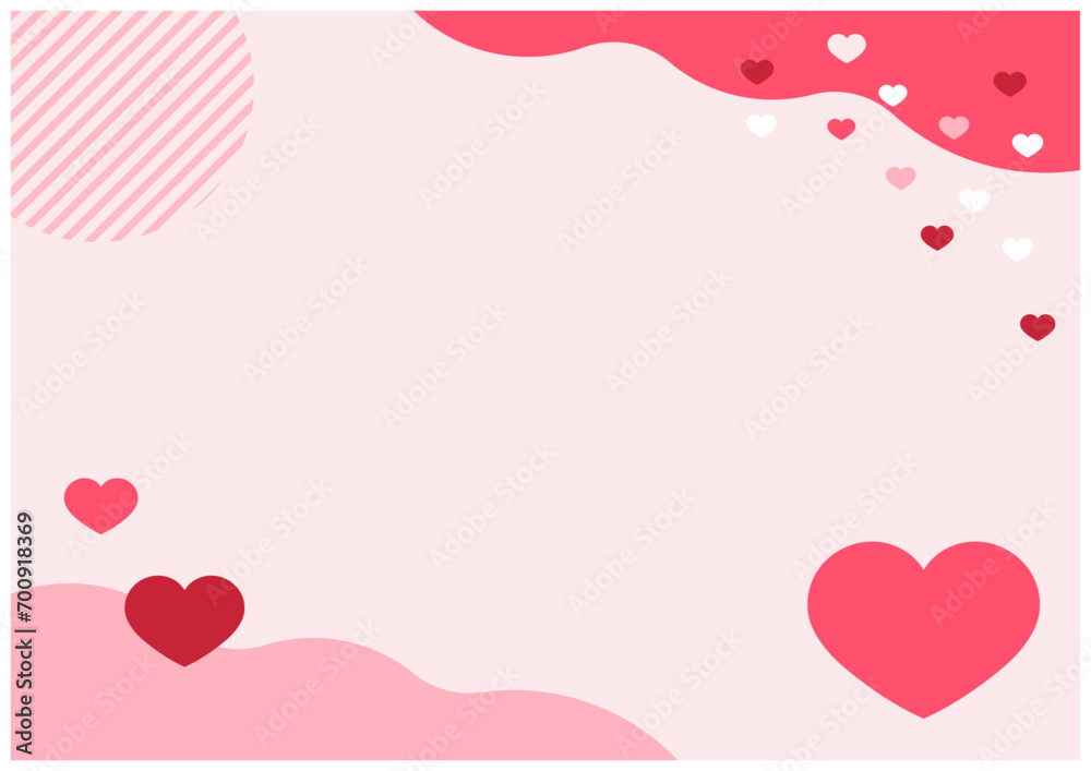 バレンタインデーに使えるかわいいハートのバレンタインフレーム背景素材4薄ピンク