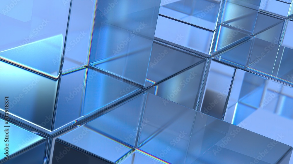 Blue Glass Cube Refraction and Reflection Shape Design Element Elegant Modern 3D Rendering Abstract Background Blue Glass Cube Refraction and Reflection Shape Design Element Elegant Modern 3D Rendering Abstract Background