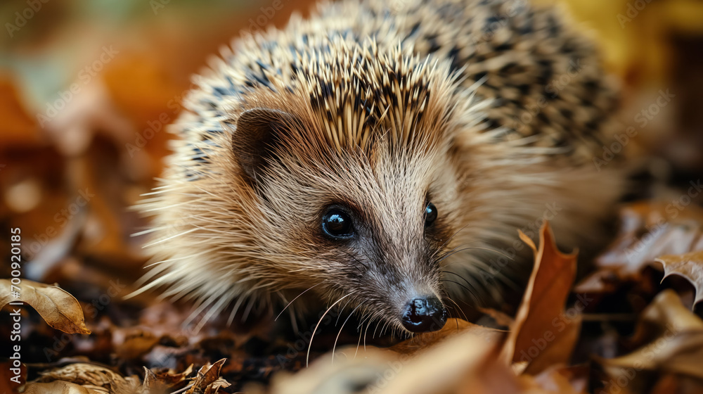 Hedgehog in autumn leaves. Hedgehog in autumn leaves.
