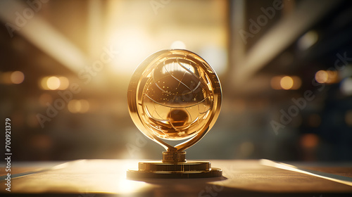 Golden Globe Placed on a Table with Luxury Background