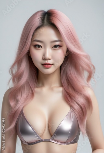 Beautiful slim body of asian woman in studio, white background