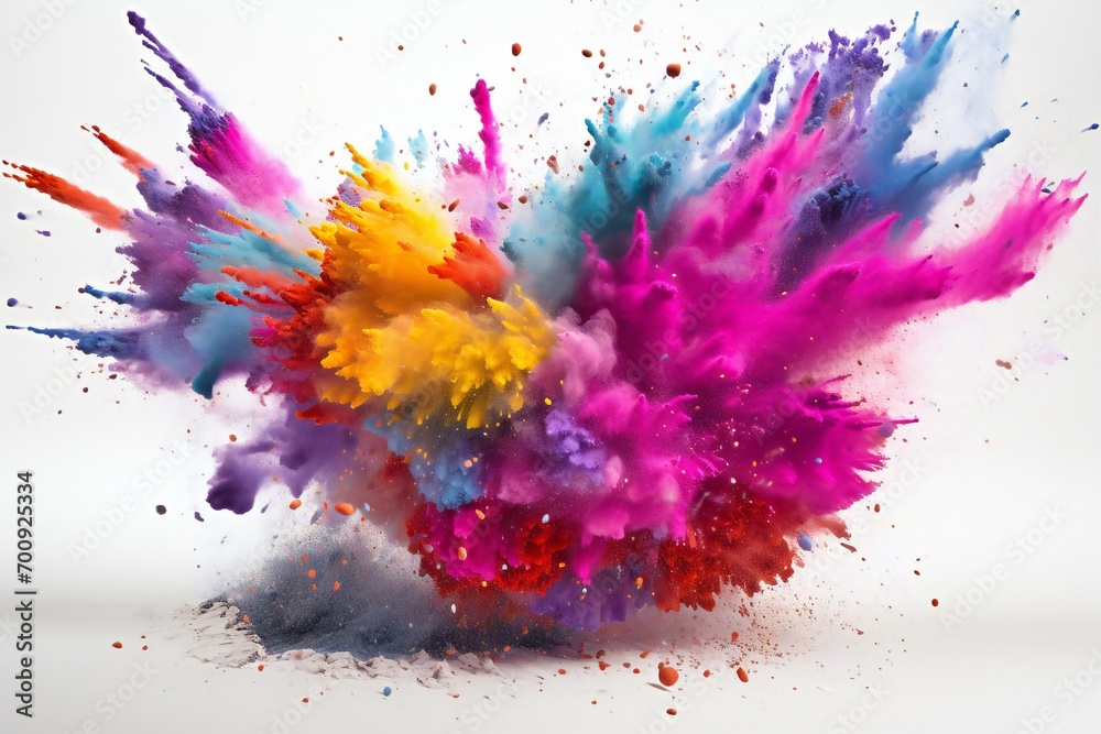 Colorful explosion of paint on a white background