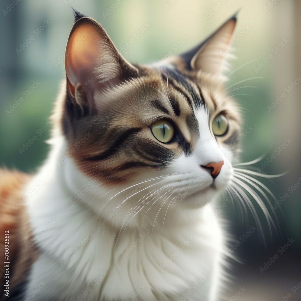 Portrait of a beautiful cat with green eyes,  Shallow depth of field