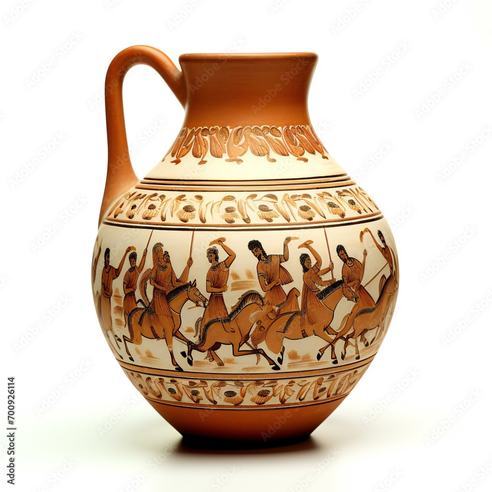 Ancient Greek vase with ornament on a white background