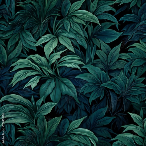 Seamless pattern with monstera leaves on a dark background