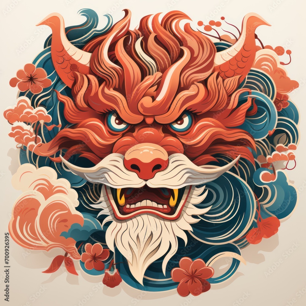 Chinese Year of the Dragon Mascot Cute red and golden Silhouette Chinese Year of the Dragon Mascot Cute red and golden Silhouette