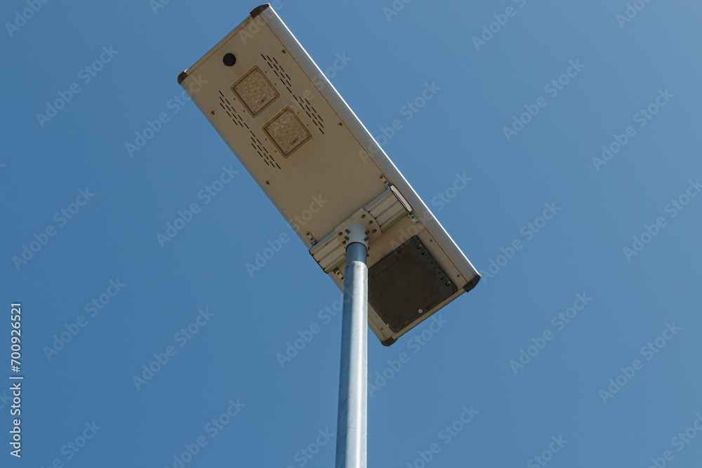 Solar cell street lamp pole with sky background Solar cell street lamp pole with sky background