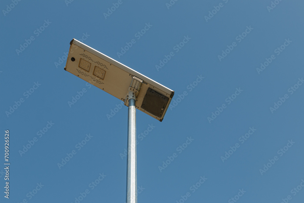 Solar cell street lamp pole with sky background Solar cell street lamp pole with sky background