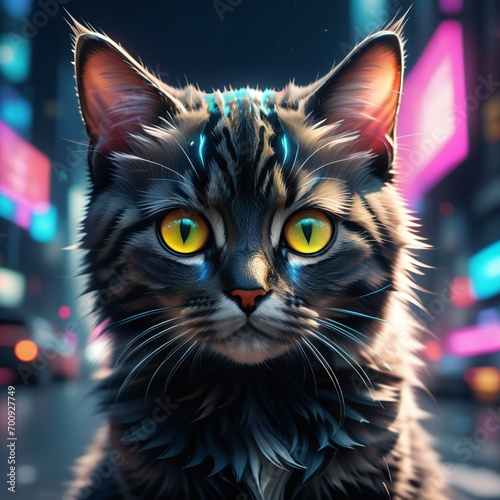 Cat in the city at night, © Nguyen