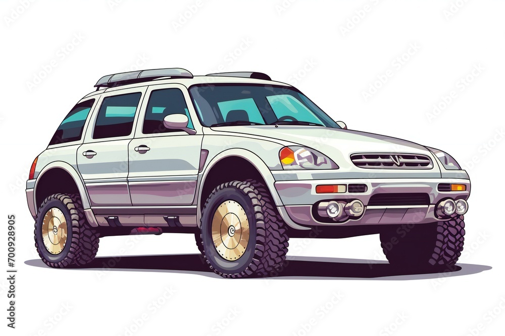 Illustration of a brand-less generic SUV,  Isolated on white background