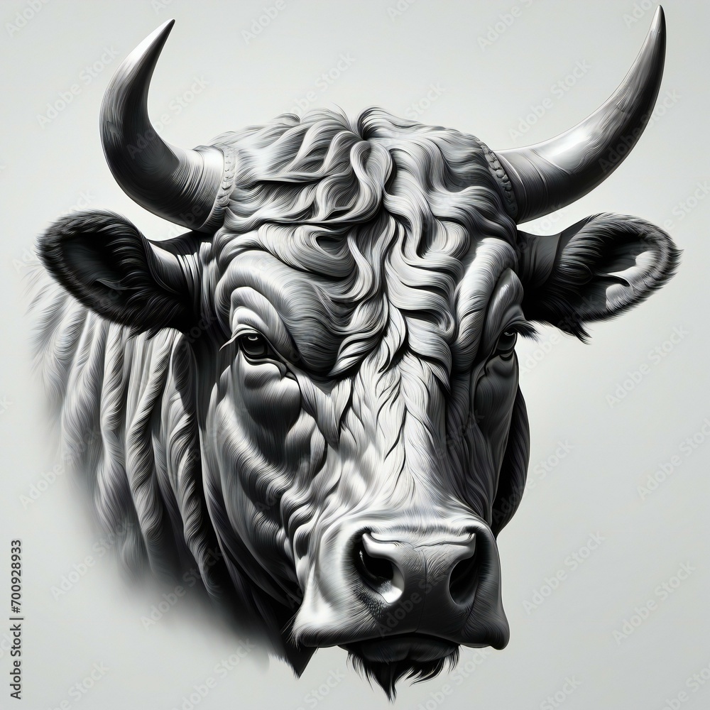 Head of a bull on a gray background