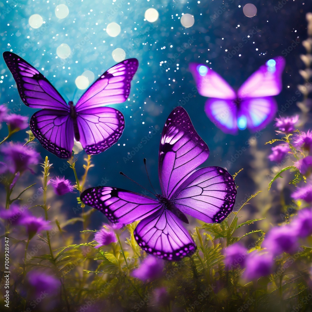 植物に群がる蝶々