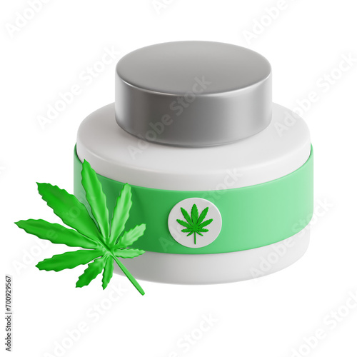 3D Illustration of Luxurious Cannabis Cream Enriched with Herbal Extracts