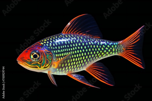 Colorful fish on a black background   Isolation 