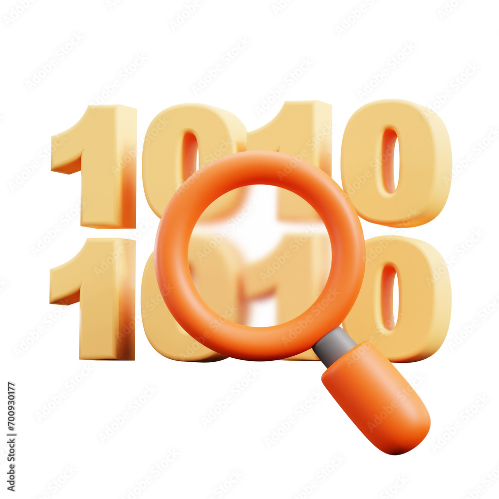 Binary Code Search 3d Icon Illustration Binary Code Search 3d Icon Illustration