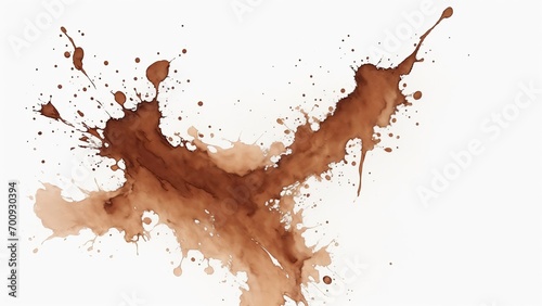 Brown watercolor paint splashes texture on white background