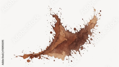 Brown watercolor paint splashes texture on white background