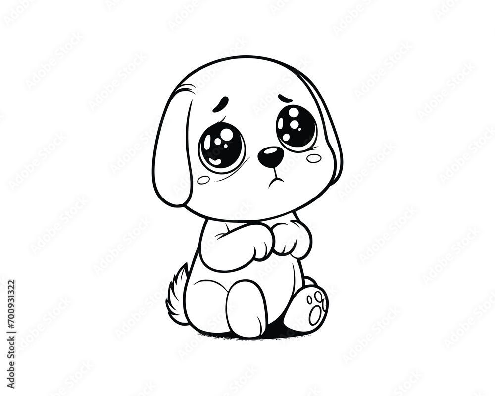 Obraz premium Cute Cartoon Character of dog for coloring book. outline line art. Printable Design. isolated white background