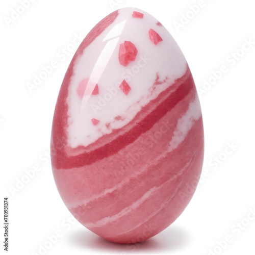 Rhodochrosite stone Egg shape on white background