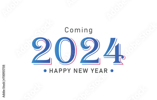 Happy New Year 2024 vector template. Golden Christmas decoration background with line art. Holiday greeting card design. Greeting concept for 2024 new year celebration