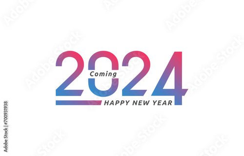 Happy New Year 2024 vector template. Golden Christmas decoration background with line art. Holiday greeting card design. Greeting concept for 2024 new year celebration