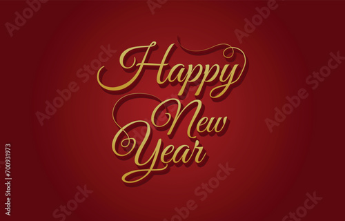 Happy New Year 2024 vector template. Golden Christmas decoration background with line art. Holiday greeting card design. Greeting concept for 2024 new year celebration