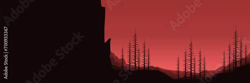 cliff mountain landscape flat design vector banner template good for web banner, ads banner, tourism banner, wallpaper, background template, and adventure design backdrop