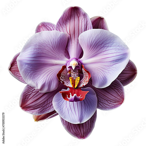 closeup purple orchid flower Isolated on transparent background