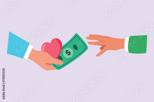 Charity, support and donation concept. Colored flat vector illustration isolated.