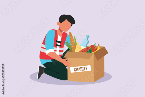 Charity, support and donation concept. Colored flat vector illustration isolated.