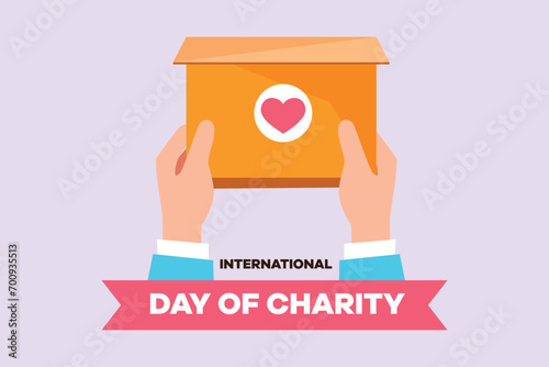 Charity, support and donation concept. Colored flat vector illustration isolated.
